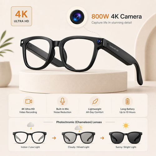 AI Smart Glasses - 8MP Camera, Real-Time Translation & Navigation