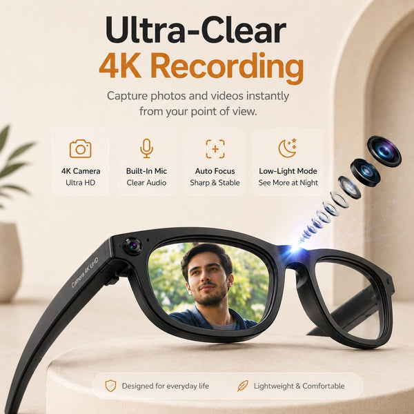 AI Smart Glasses - 8MP Camera, Real-Time Translation & Navigation