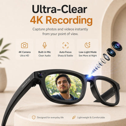 AI Smart Glasses - 8MP Camera, Real-Time Translation & Navigation