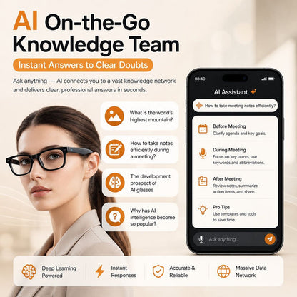 AI Smart Glasses - 8MP Camera, Real-Time Translation & Navigation