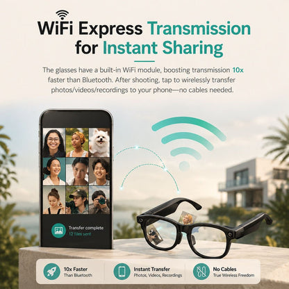 AI Smart Glasses - 8MP Camera, Real-Time Translation & Navigation