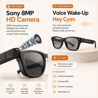 AI Smart Glasses - 8MP Camera, Real-Time Translation & Navigation