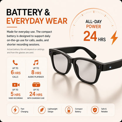 AI Smart Glasses - 8MP Camera, Real-Time Translation & Navigation